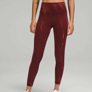 Lululemon Wunder Train High-Rise Tight 25" - 6 Sun Bleached Wash Red Merlot